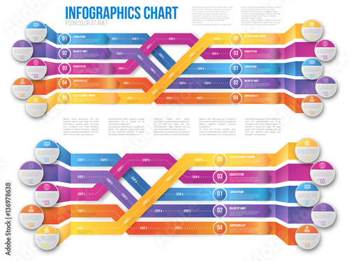 Infografics arrows, shuffled photo