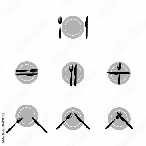 Cutlery signs in the restaurant. Vector design isolated on white background.
