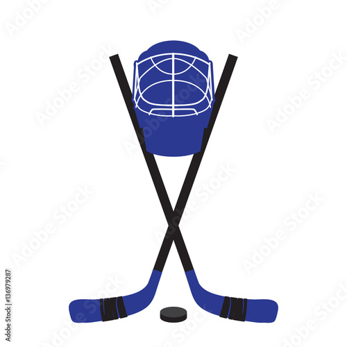 Vector crossed hockey sticks and puck icon set photo