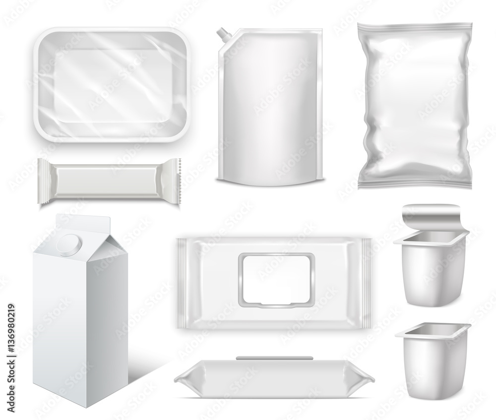 Template Blank Realistic Package Set Vector Template Blank Realistic Package Set Vector