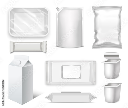 Template Blank Realistic Package Set Vector
