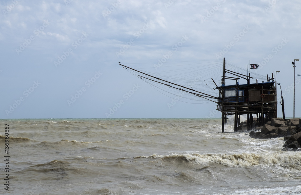 overflow on the sea and wind