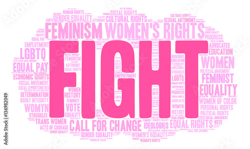 Women's Rights Fight word cloud on a white background.