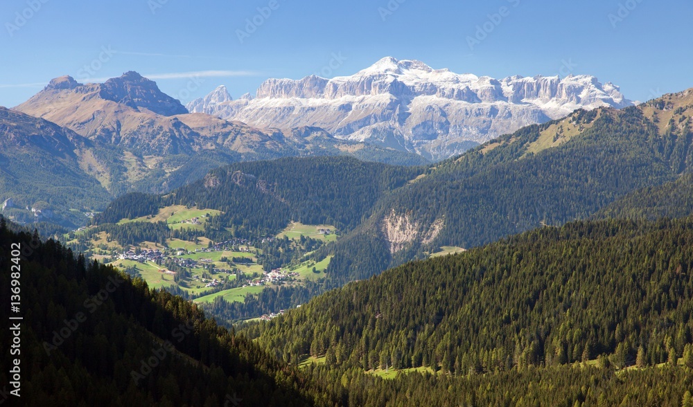 View of Sella gruppe, Alps Dolomities mountains