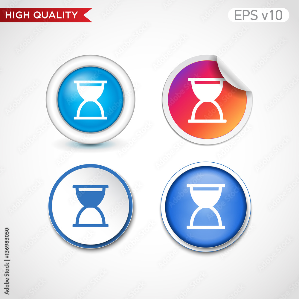 Hourglass icon. Button with sand timer icon. Modern UI vector. Hourglass icon. Button with sand timer icon. Modern UI vector.
