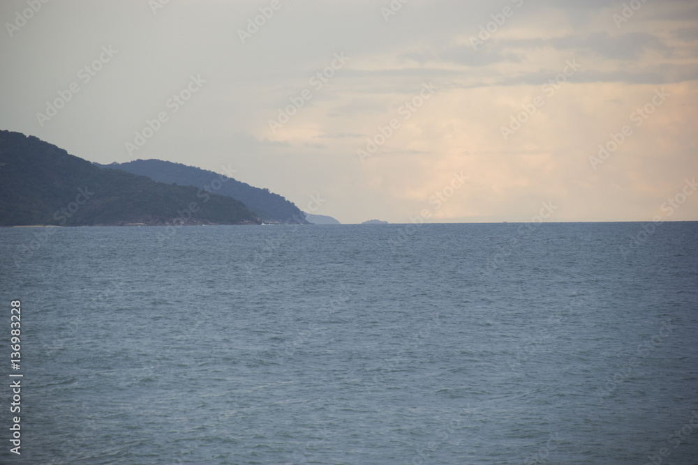 Beautiful view of Caraguatatuba beach, north coast of the state