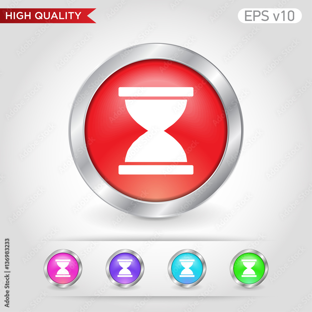 Sand timer icon. Button with hourglass icon. Modern UI vector. Sand timer icon. Button with hourglass icon. Modern UI vector.