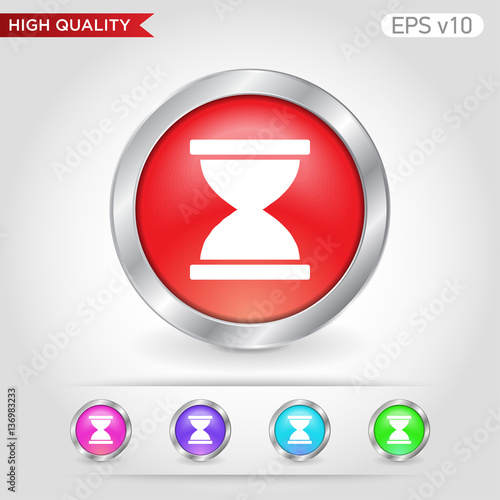 Sand timer icon. Button with hourglass icon. Modern UI vector.