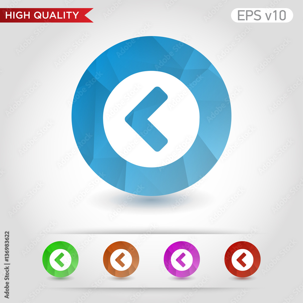 Left arrow icon. Button with left arrow icon. Modern UI vector. Left arrow icon. Button with left arrow icon. Modern UI vector.
