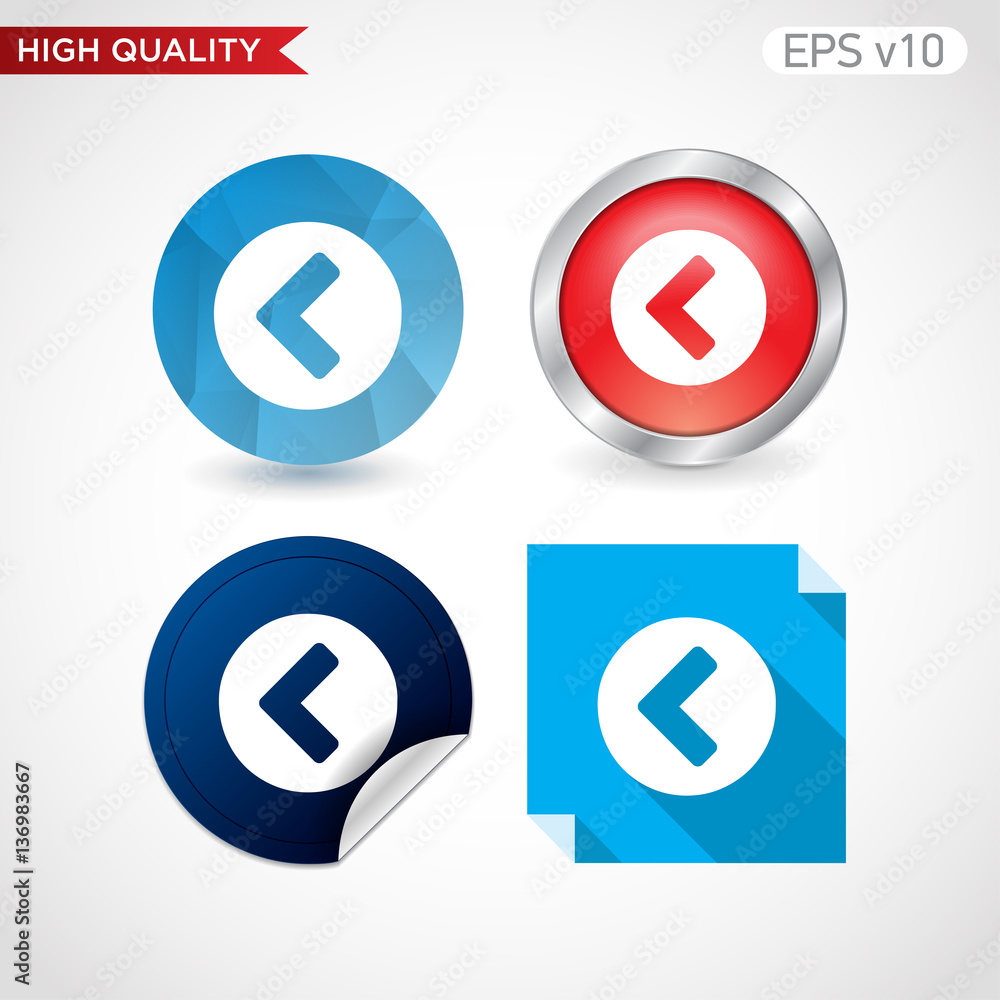 Left arrow icon. Button with left arrow icon. Modern UI vector. Left arrow icon. Button with left arrow icon. Modern UI vector.