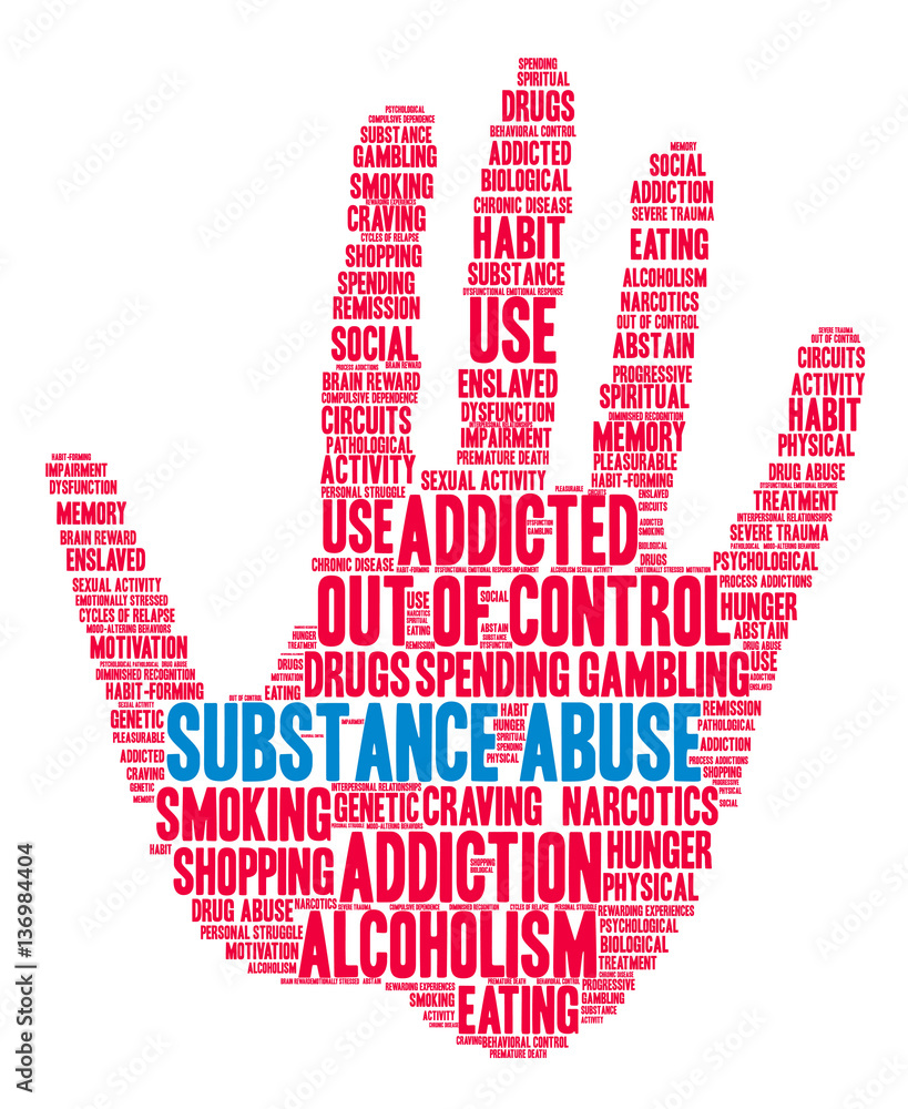 Substance Abuse Word Cloud on a white background. Substance Abuse Word Cloud on a white background.