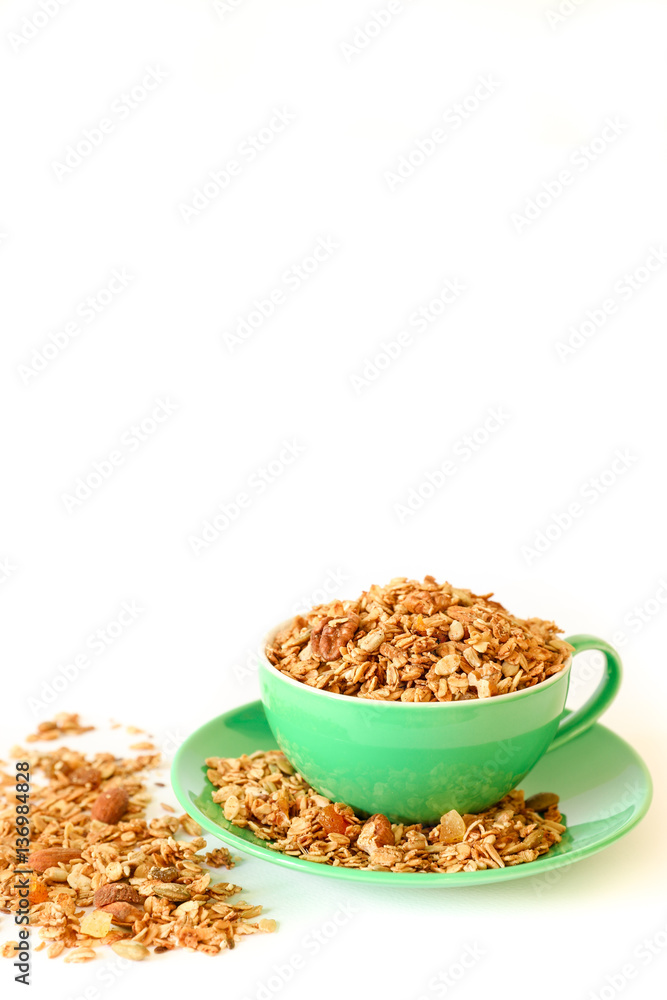 The east granola isolated on white background. The east granola isolated on white background.
