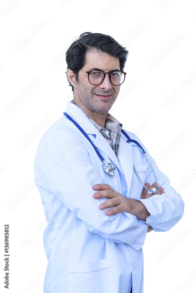 Medical doctor man standing on white background Medical doctor man standing on white background