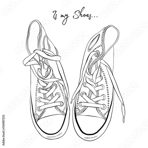 Vector illustration of a hand drawing sneakers