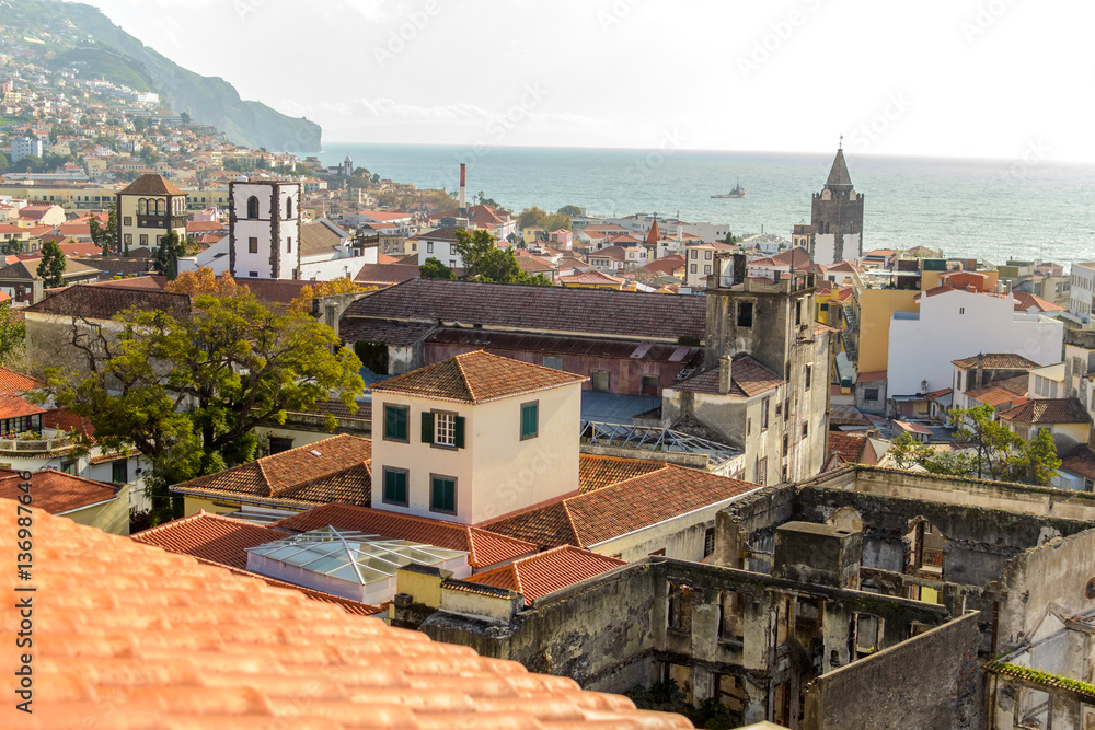 Beautiful panoramic view of Se Funchal, Madeira, Portugal