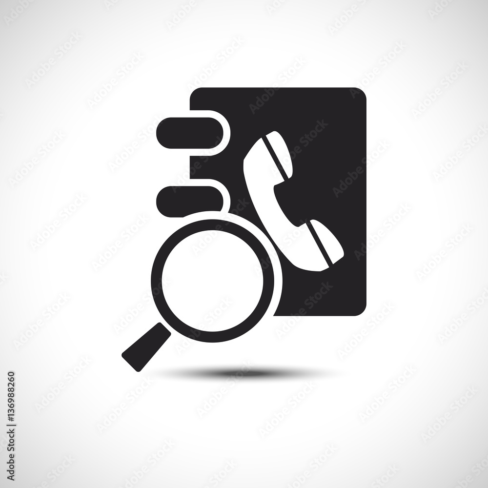 Isolated Search Phonebook. Address Book Flat Web Icon. Vector Ic Isolated Search Phonebook. Address Book Flat Web Icon. Vector Ic