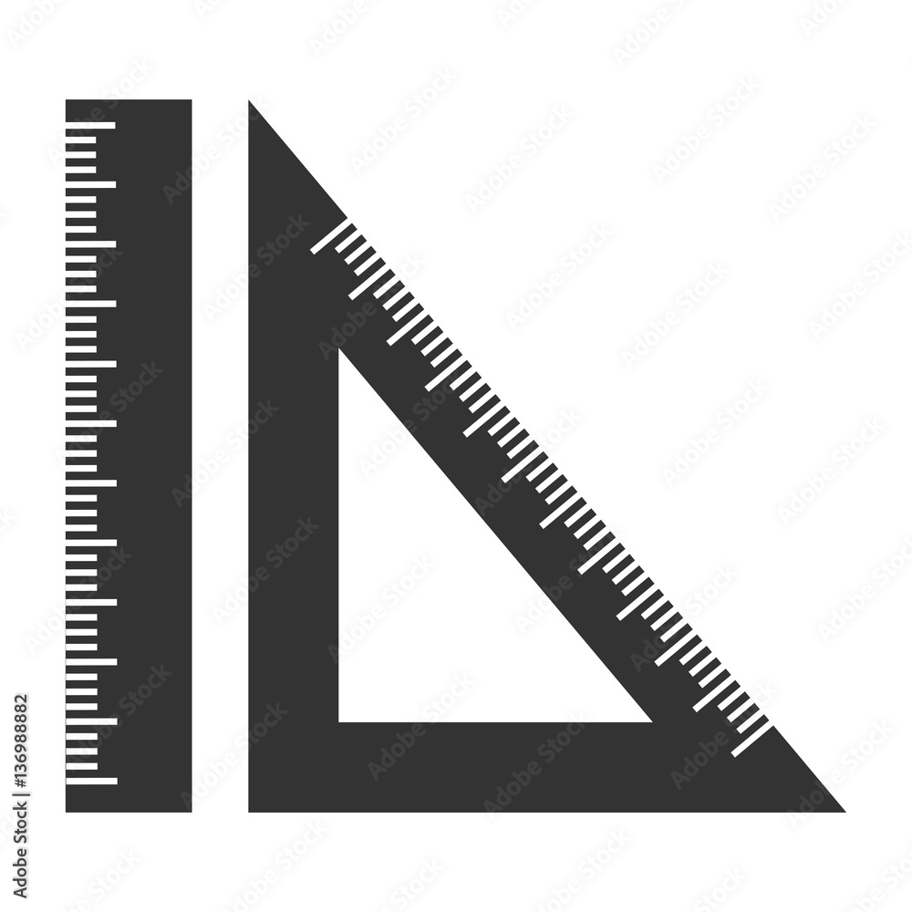 silhouette ruler and setsquare. Geometry.