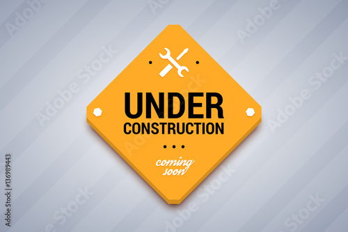 Under construction sign. Vector illustration for website.