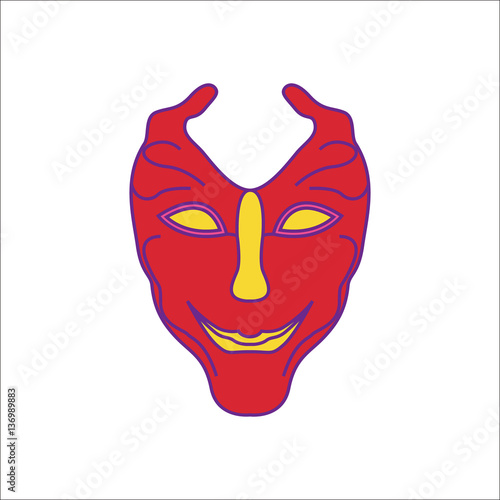 Carnival or Mardi Gras mask simple flat icon on background