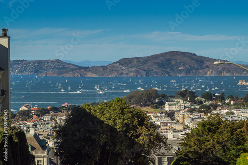 A view of San Francisco and San Francisco bay from Pacific Heights, CA, Usa.