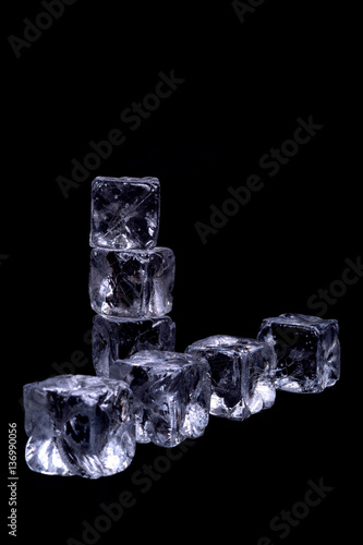 ice cubes on black background