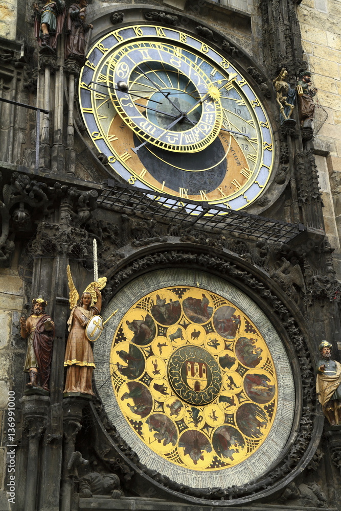 Prague astronomical clock (Prague orloj), Old Town Hall Tower.