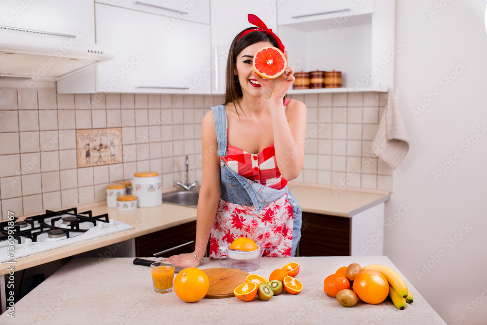 Girl top kitchen cooking