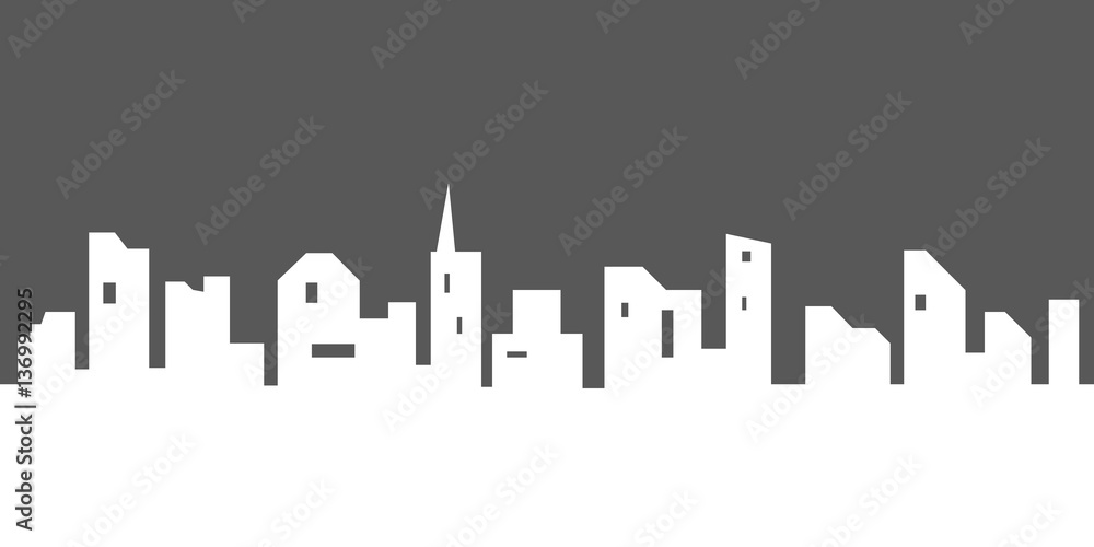 Vector city silhouette with windows. Landscape, View, Panorama Vector Illustration