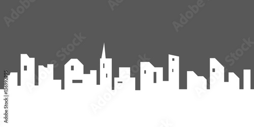Vector city silhouette with windows. Landscape  View  Panorama Vector Illustration