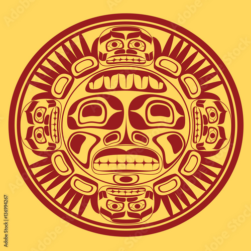 vector sun symbol, stylization of northwest art
