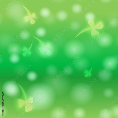 St. Patrick day card, beautiful spring bokeh background