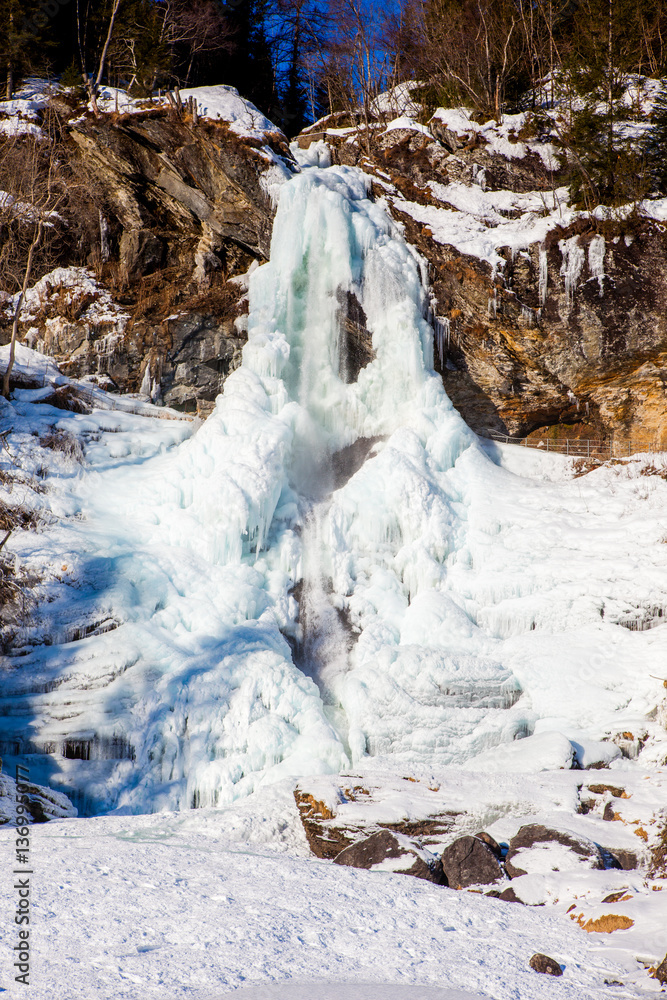 A frozen waterfall in Hardanger, Norway