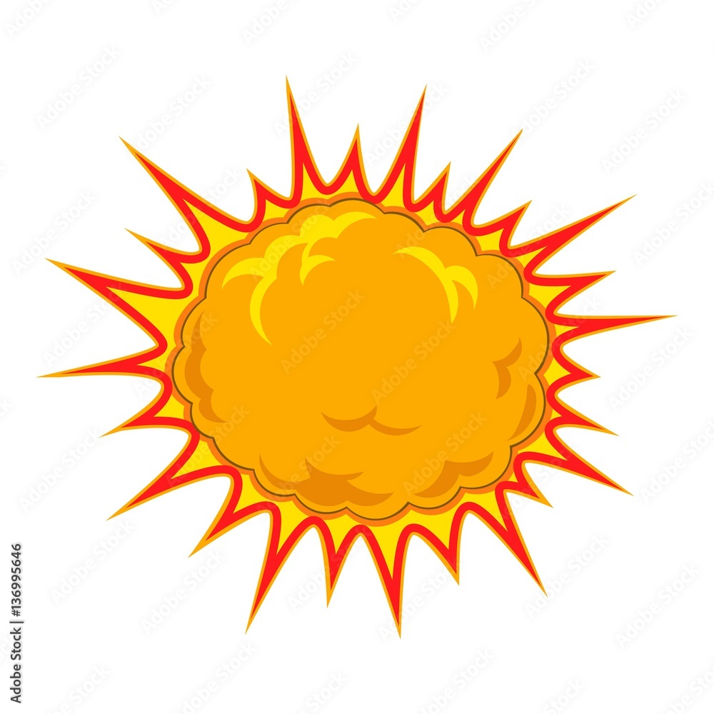 Fiery explosion busting icon, cartoon style Fiery explosion busting icon, cartoon style