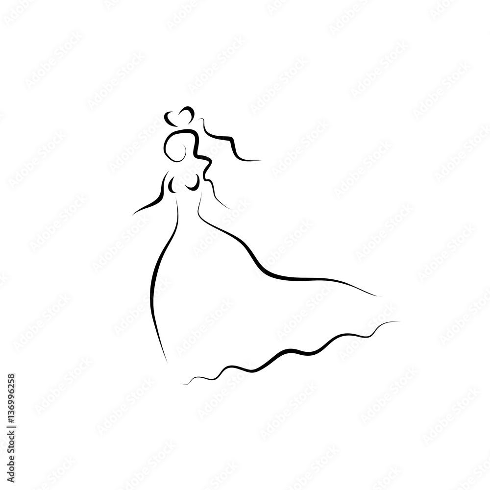 bride vector line illustration bride vector line illustration