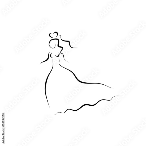 bride vector line illustration