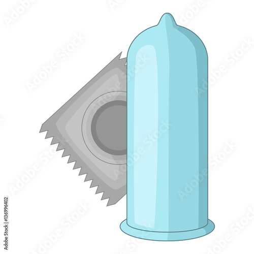 Condom icon, cartoon style