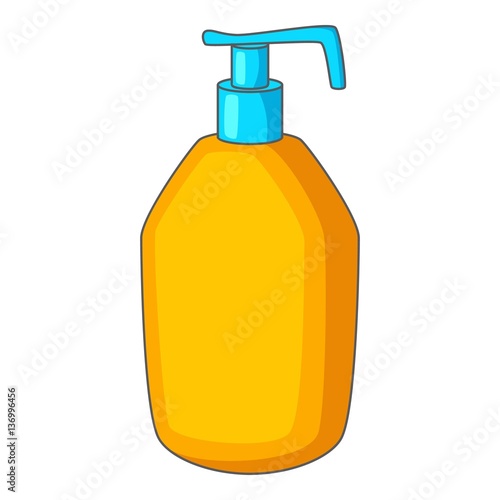 Bottle with liquid soap icon, cartoon style