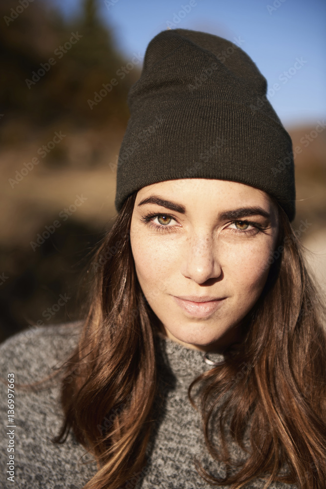 Close-up portrait of woman during winter Close-up portrait of woman during winter