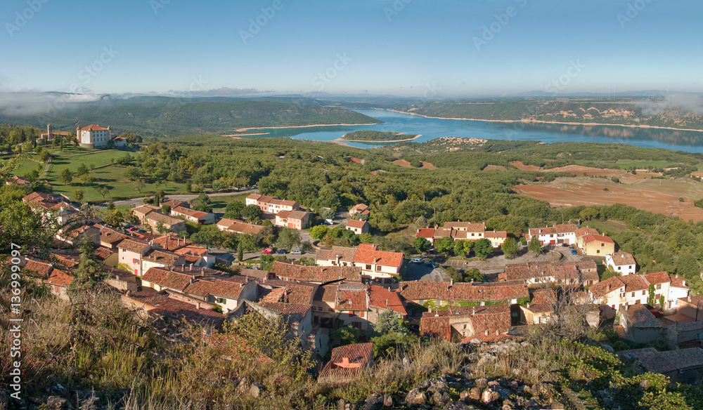 The village of Aiguines panorama,  Provence-Alpes-Côte d'Azur,