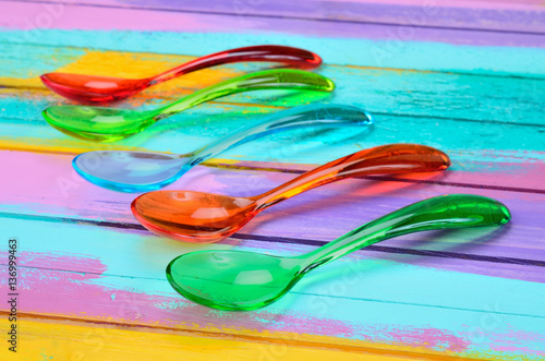 color spoon on table