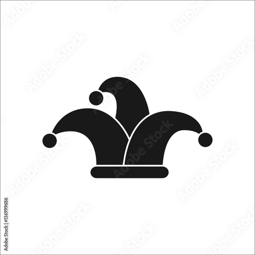 Carnival or clown or Mardi Gras hat simple silhouette icon on background