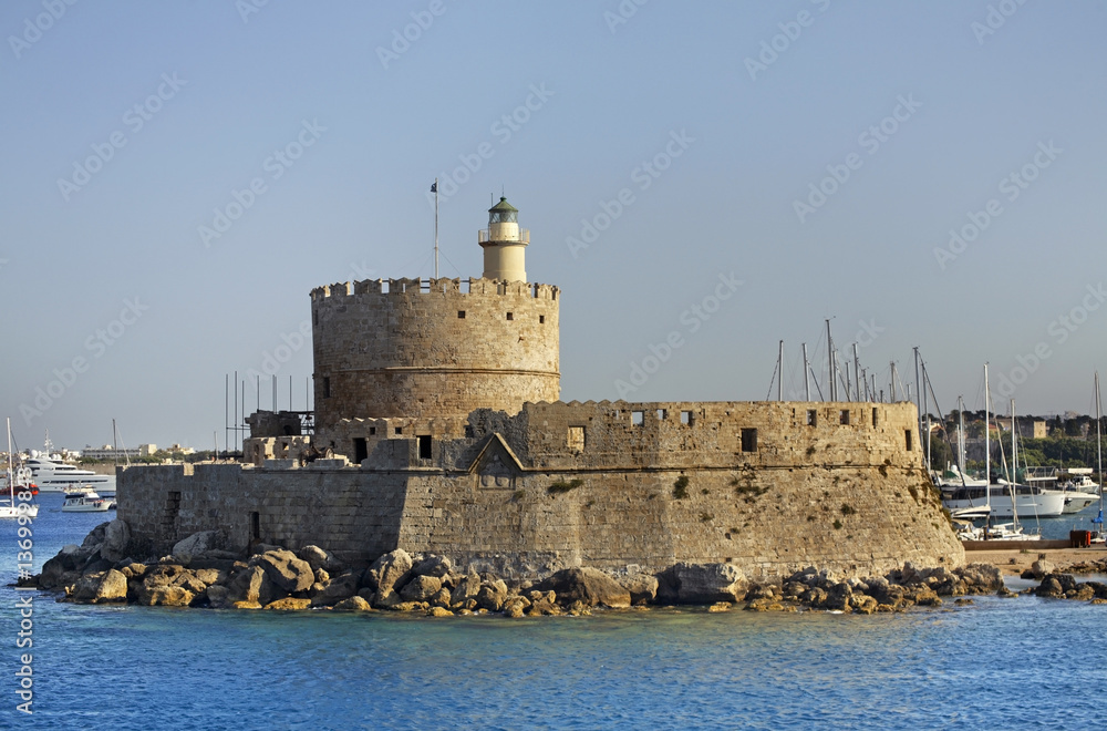 Fort of St. Nicholas in Rhodes city. Rhodes island. Greece
