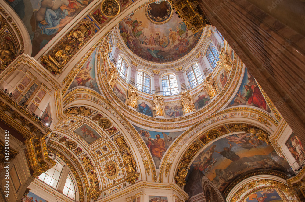 the interior of St. Isaac's Cathedral in Saint-Petersburg, Russia