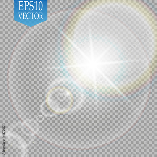Vector transparent sunlight special lens flare light effect. Sun flash
