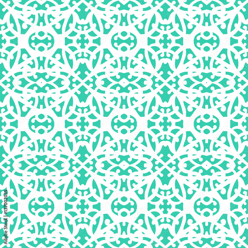 Elegant lace pattern with white lines on aqua blue Elegant lace pattern with white lines on aqua blue