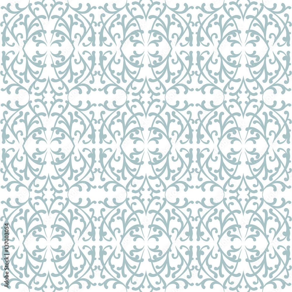 Elegant lace pattern with grey shapes on white