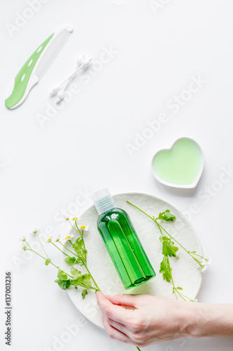 Wallpaper Mural natural organic cosmetics for baby on white background top view Torontodigital.ca