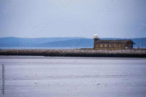 Building across the water at Morecambe Bay