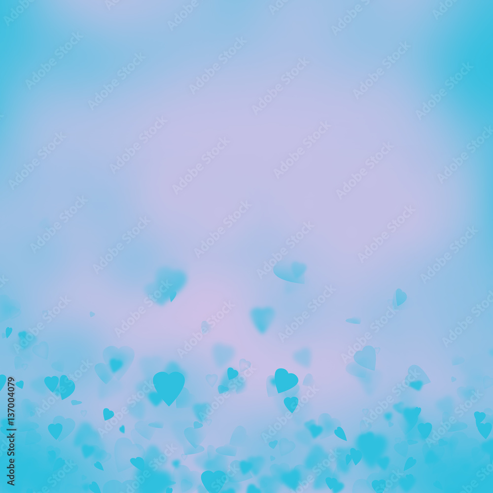 A mystic grey background with blurred hearts in cerulean blue