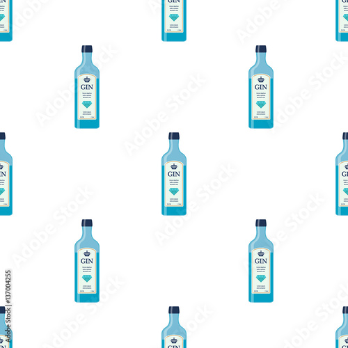 Dry gin bottles seamless pattern. Alcohol drink flat style design
